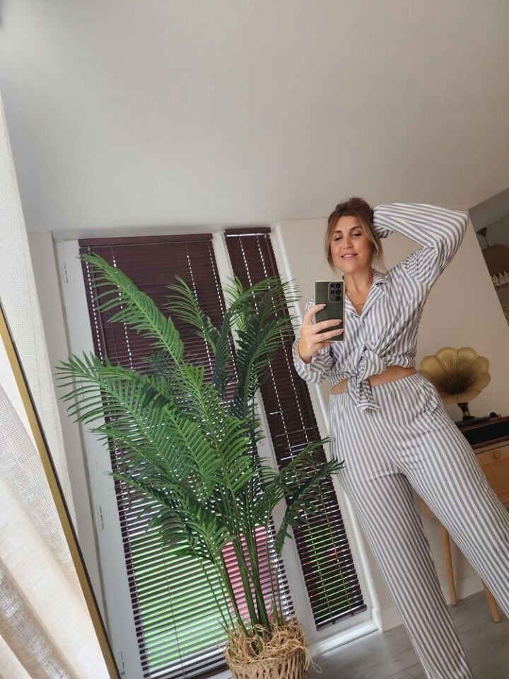 Milan Mavi Çizgili Pijama Takımı - Uzun Kollu