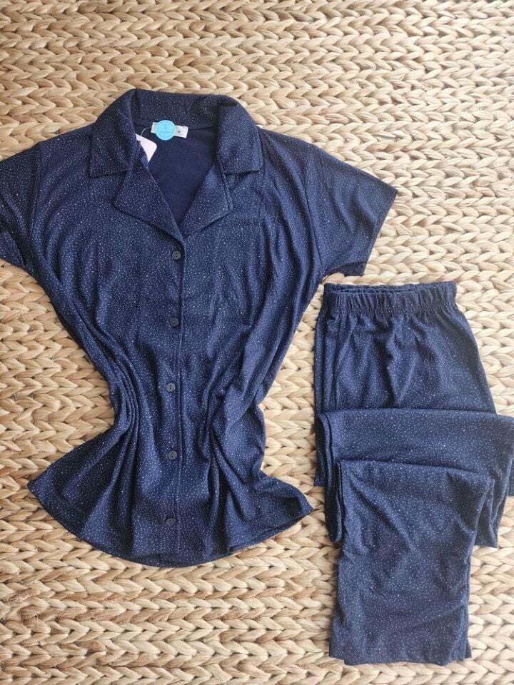 Viskon Puanlı Pijama Takımı - Kısa Kollu