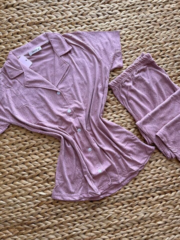 Viskon Puanlı Pijama Takımı - Kısa Kollu