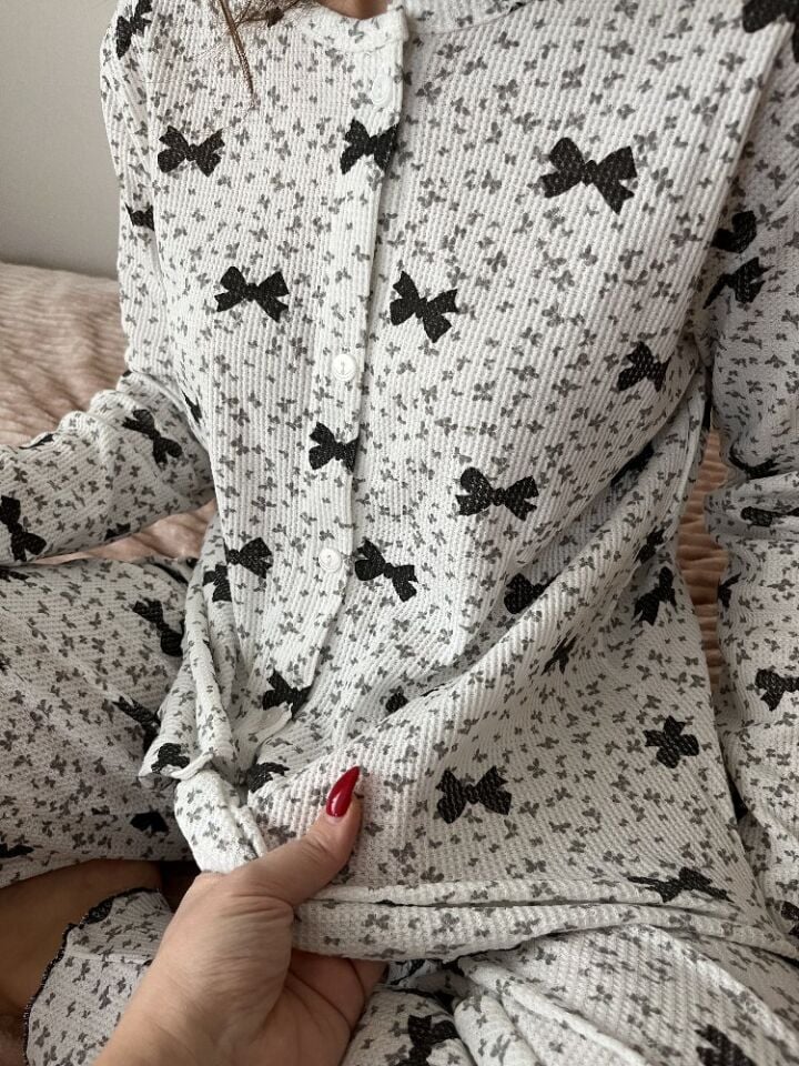 Bubble Grey Bowl Pijama Takımı - Uzun Kollu