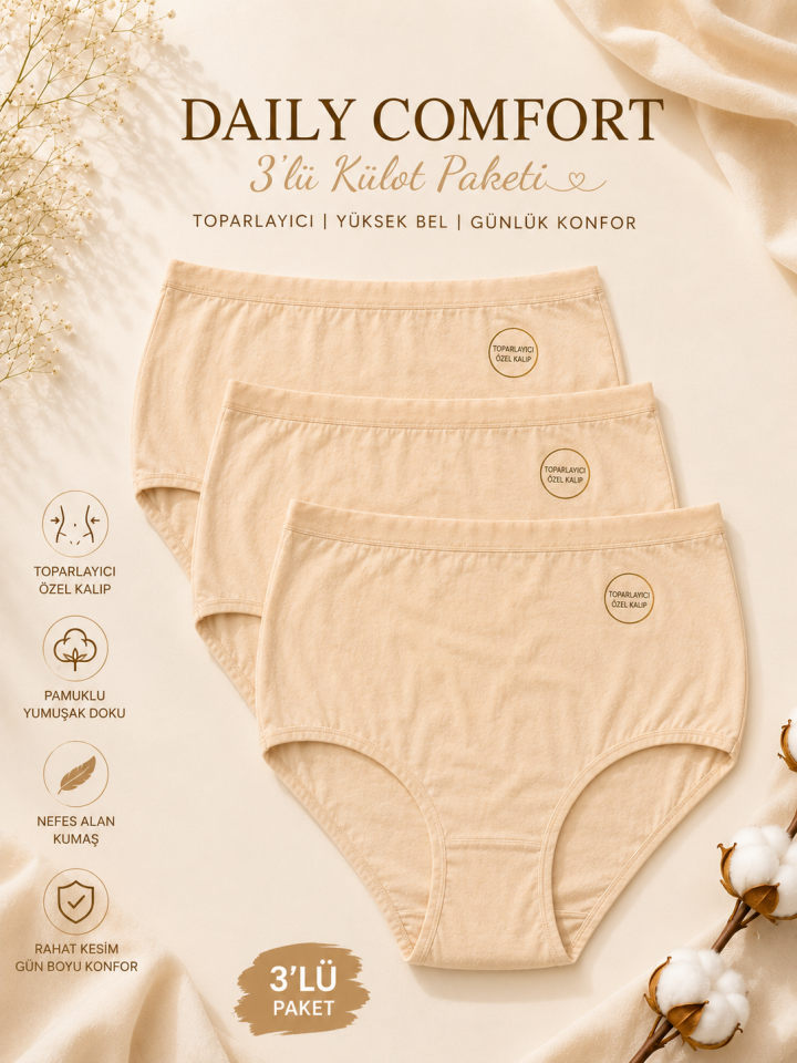 Daily Comfort Toparlayıcı Yüksek Bel Ten Rengi Büyük Beden Külot