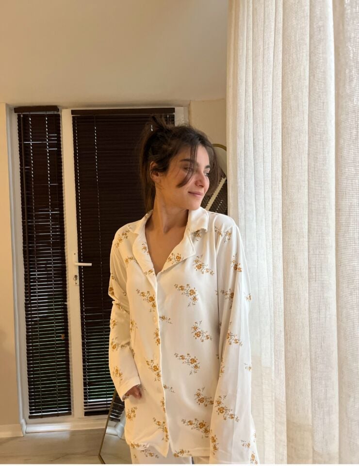 Soft Milan Çiçekli Büyük Beden Pijama Takımı - Uzun Kollu