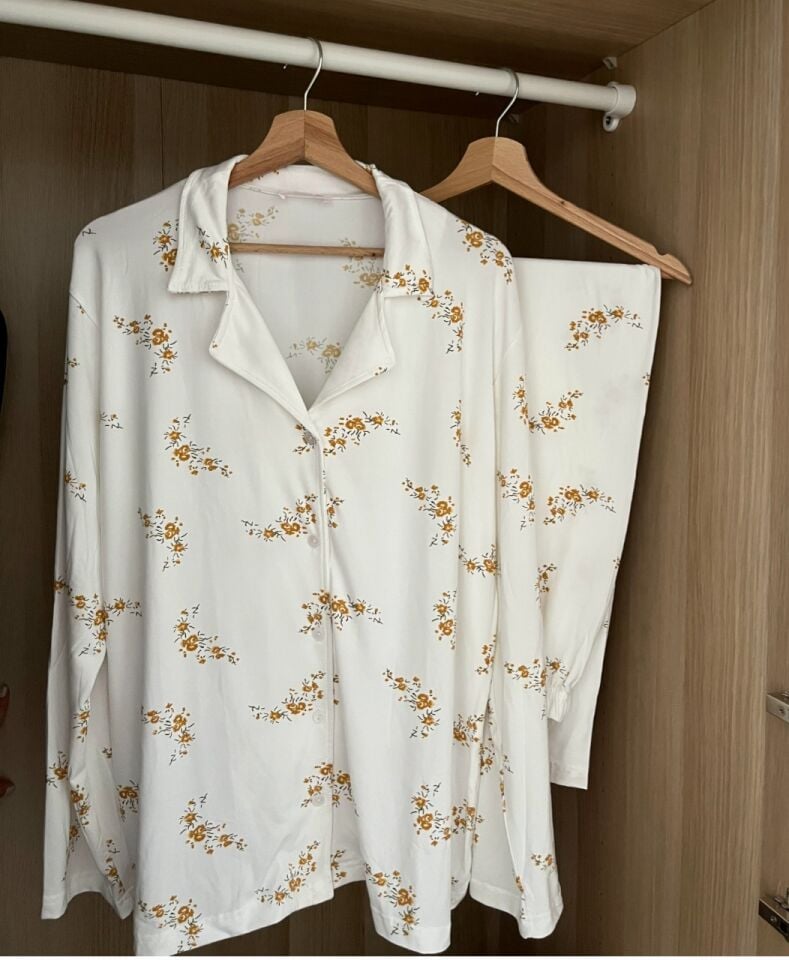 Soft Milan Çiçekli Büyük Beden Pijama Takımı - Uzun Kollu