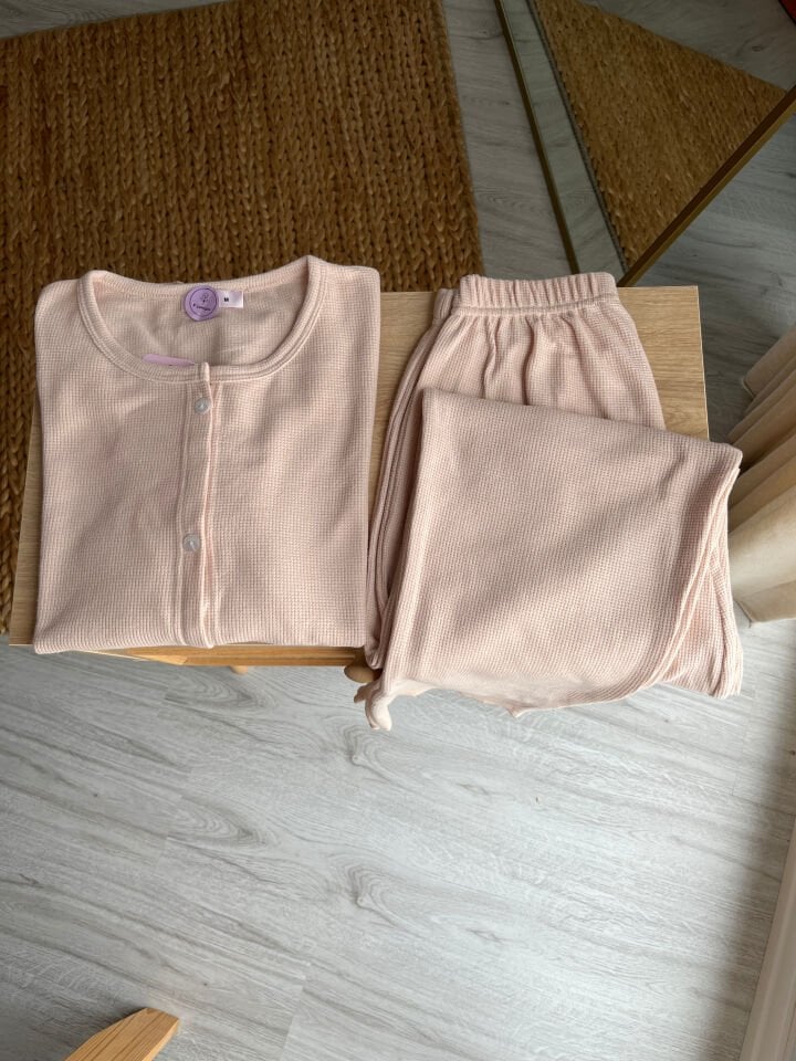 Waffle Apricot Kadın Pijama Takımı - Uzun Kollu