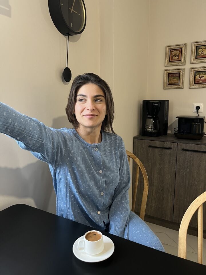 Ditsy Blue Pointel Kadın Pijama Takımı - Uzun Kollu