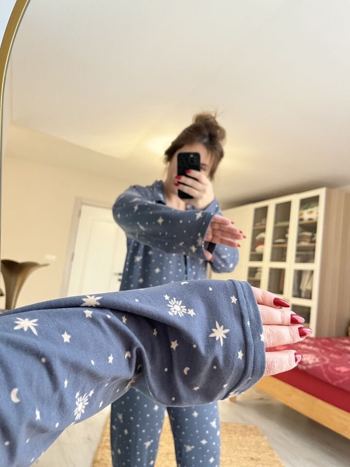 Soft Milan Kar Tanesi Kadın Pijama Takımı - Uzun Kollu