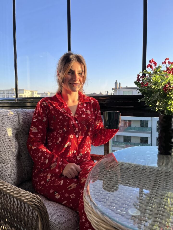 Merry Mood Kırmızı Kadın Pijama Takımı - Uzun Kollu