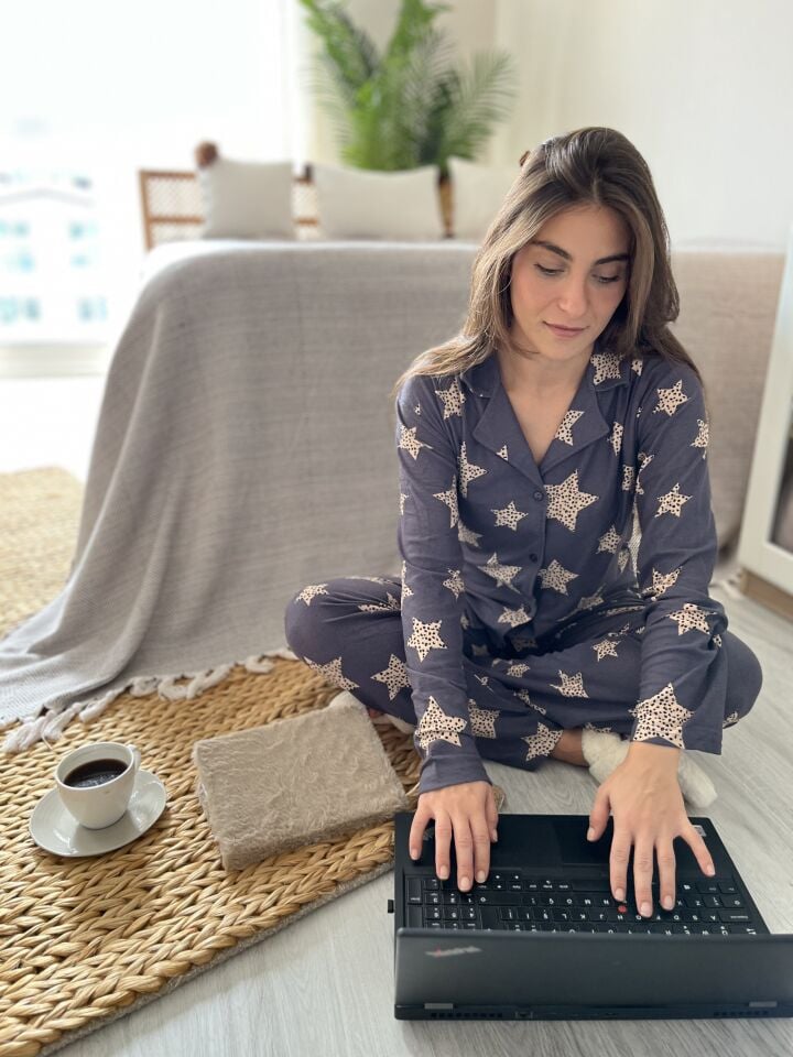 Cozy Galaxy Kadın Pijama Takımı - Uzun Kollu