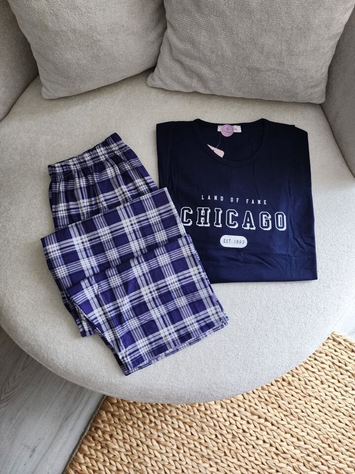 City Comfort Penye Büyük Beden Pijama Takımı - Kısa Kollu