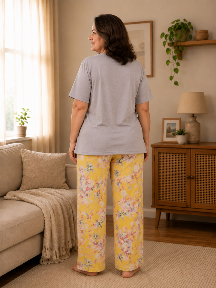 Colorful Penye Büyük Beden Pijama Takımı - Kısa Kollu