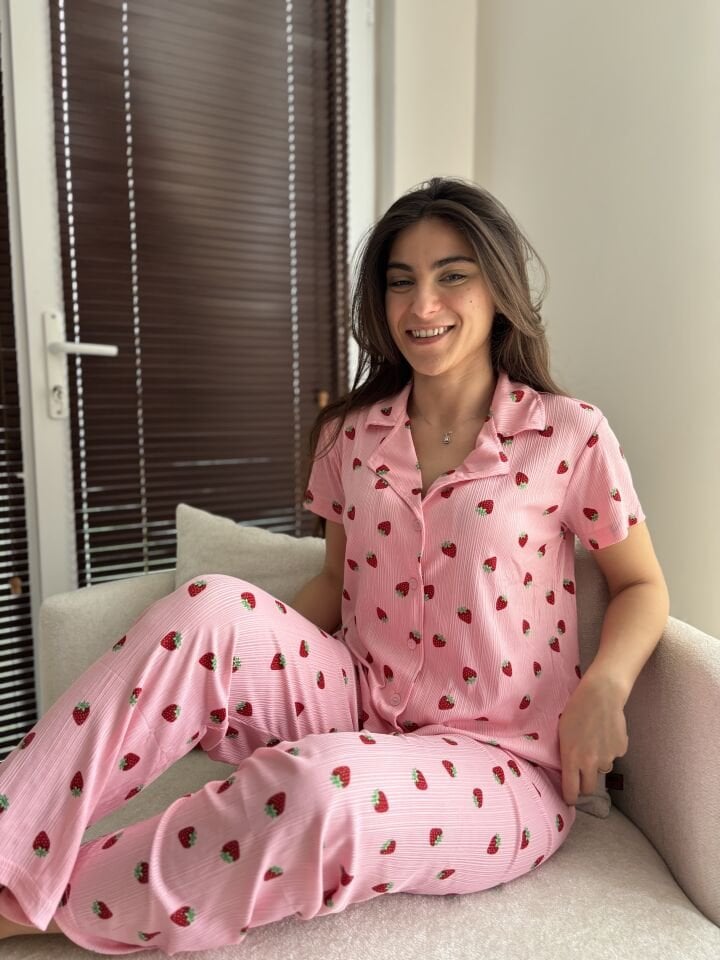 Pegasus Pink Berry Kadın Pijama Takımı - Kısa Kollu