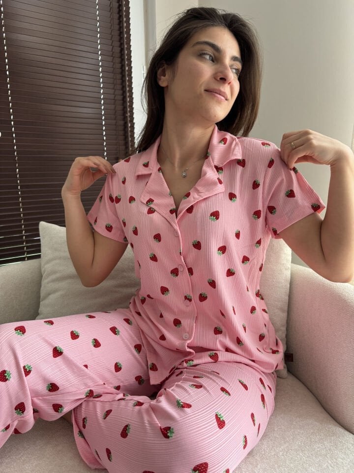 Pegasus Pink Berry Kadın Pijama Takımı - Kısa Kollu