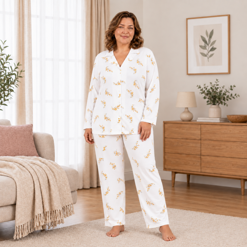 Golden Blossom Milan Soft Büyük Beden Pijama Takımı - Uzun Kollu