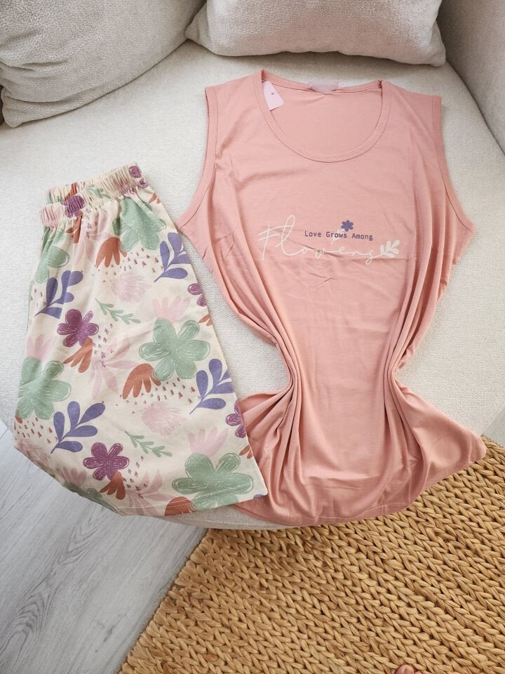 Rose Dream Penye Büyük Beden Pijama Takımı - Şortlu