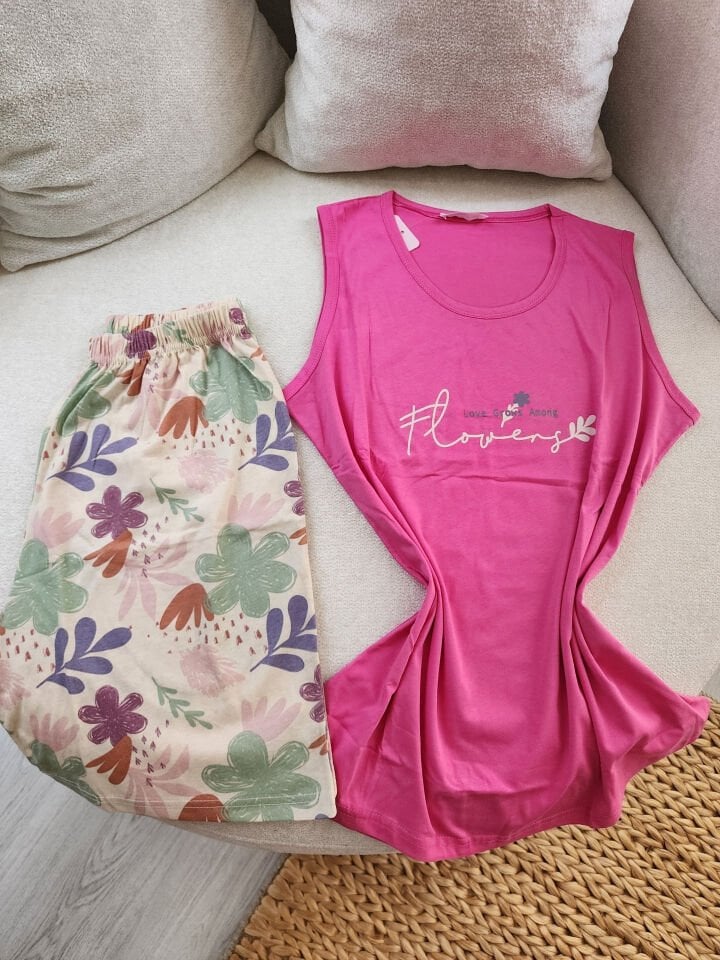 Pink Dream Penye Büyük Beden Pijama Takımı - Şortlu