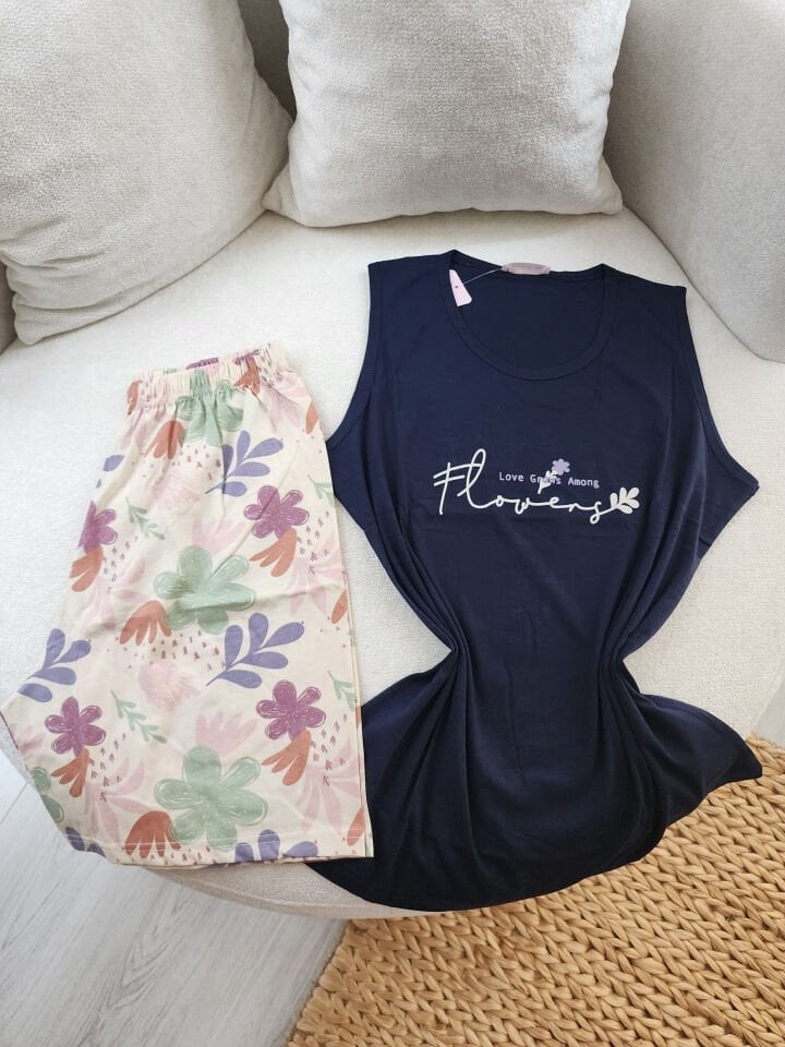 Navy Dream Penye Büyük Beden Pijama Takımı
