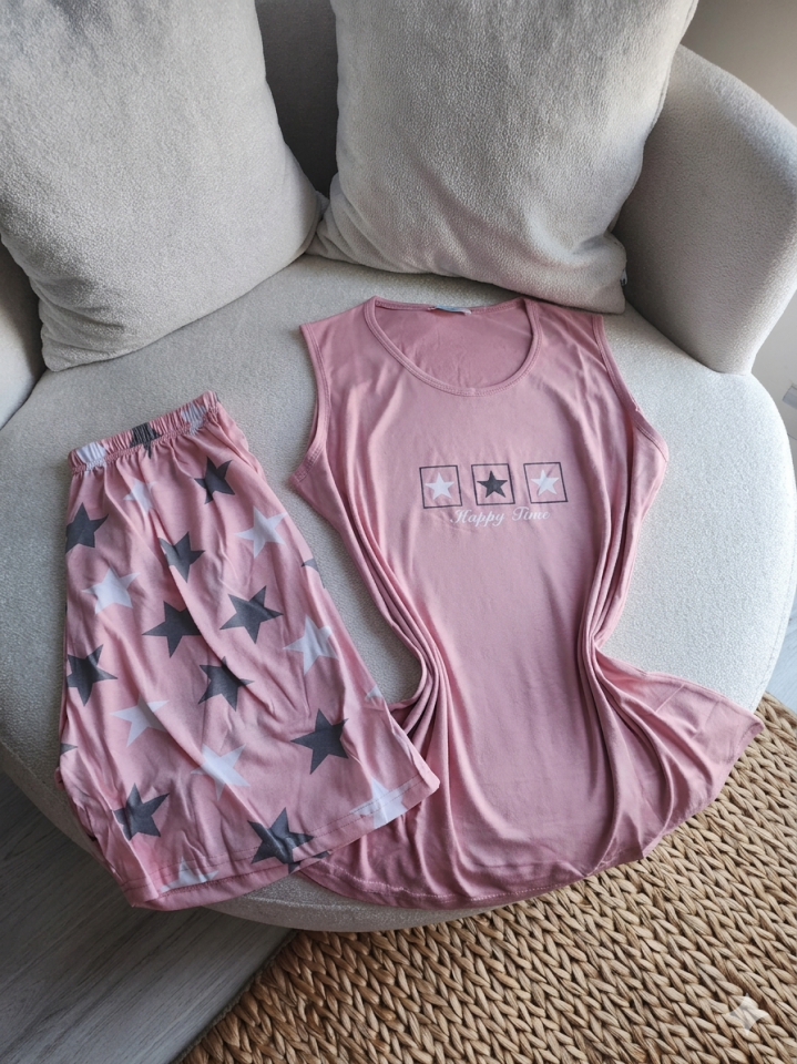 Stary Pink Penye Büyük Beden Pijama Takımı - Şortlu