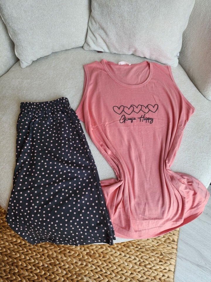 Happiness Bloom Penye Büyük Beden Pijama Takımı - Şortlu